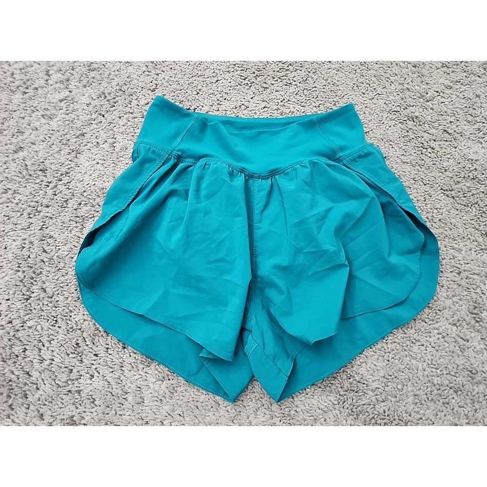 Under Armour Running Shorts Womens SM Teal Blue Tulip Hem Fitted Activewear